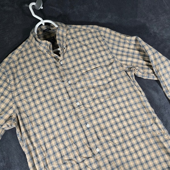 J. Crew Classic Flex‎ Washed Plaid Button Down Long Sleeve Shirt Mens Medium - Picture 1 of 8